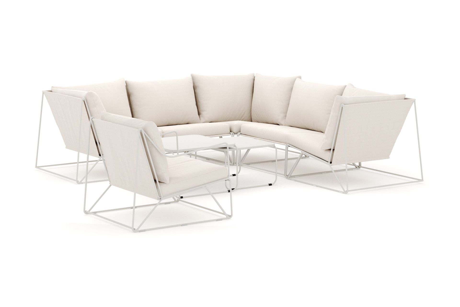 Usteryd utendørs hjørnesofa 6-seter vendbar med lenestol - Beige/Beige