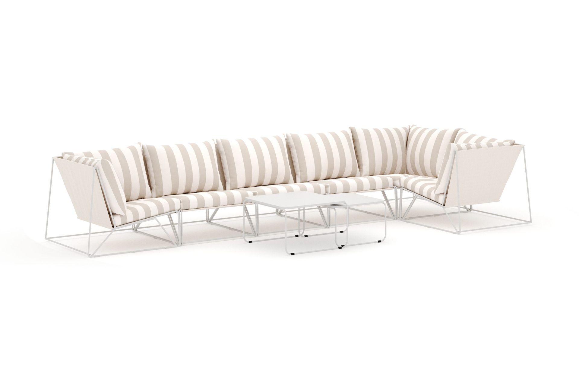Usteryd utendørs hjørnesofa 6-seters vendbar - Beige/Stripete