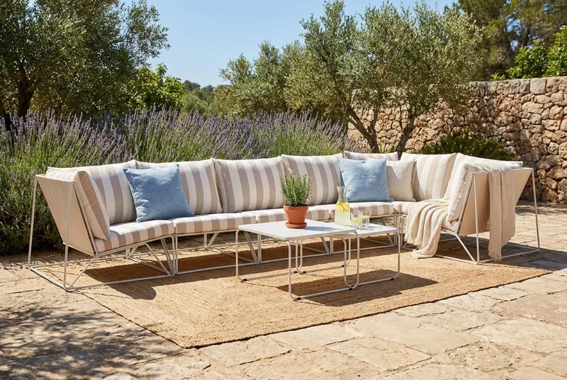 Usteryd utendørs hjørnesofa 6-seters vendbar - Beige/Stripete - Hagemøbler - Loungemøbler - Lounge sofa