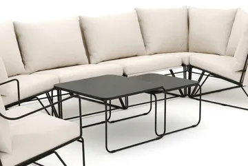 Usteryd utendørs hjørnesofa 6-seters vendbar med lenestol - Svart/Beige - Hagemøbler - Loungemøbler - Sofagruppe utendørs