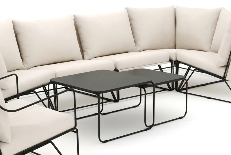 Usteryd utendørs hjørnesofa 6-seters vendbar med lenestol - Svart/Beige - Hagemøbler - Loungemøbler - Sofagruppe utendørs