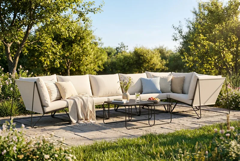 Usteryd utendørs hjørnesofa 6-seters vendbar - Svart/Beige - Hagemøbler - Loungemøbler - Sofagruppe utendørs