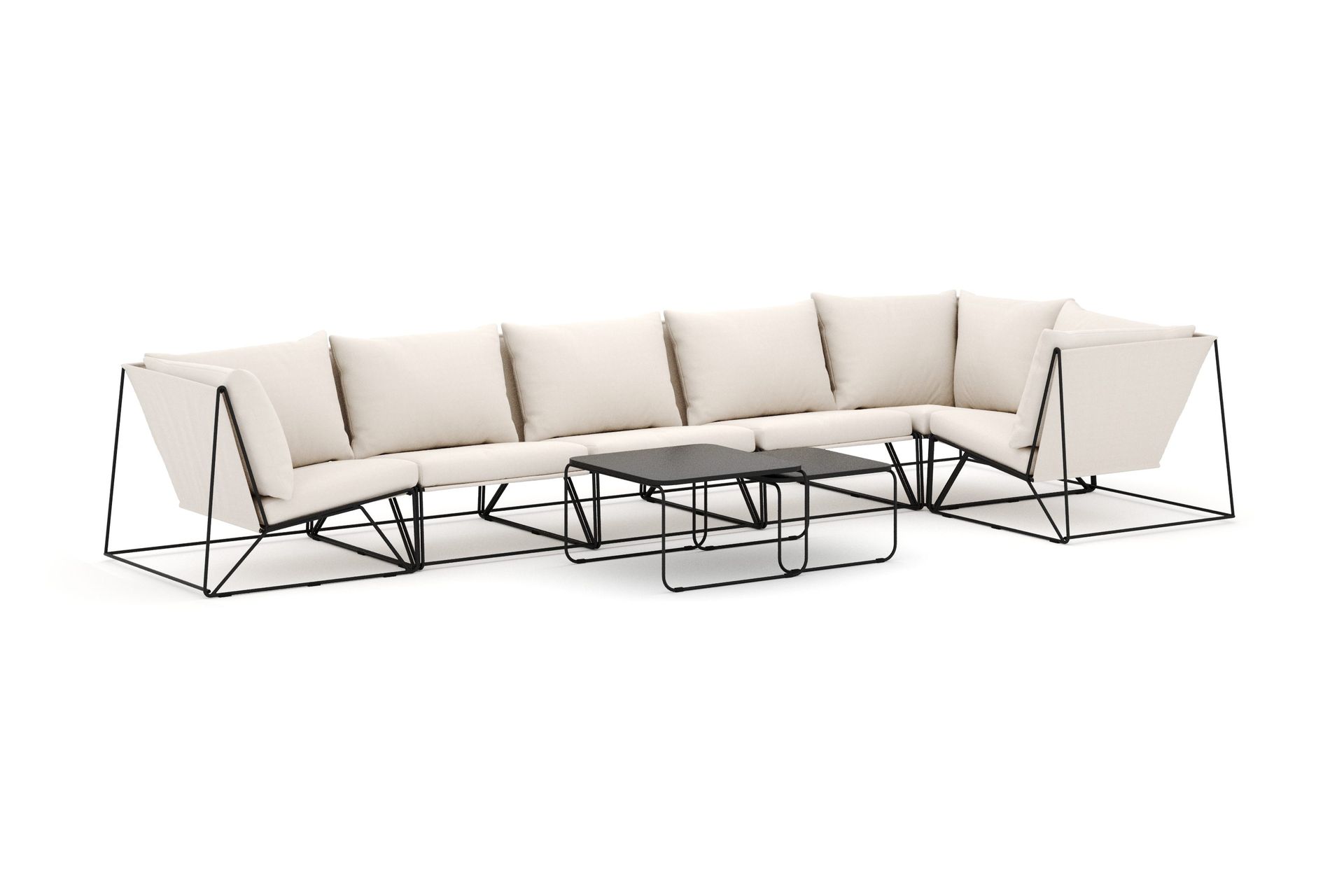 Usteryd utendørs hjørnesofa 6-seters vendbar - Svart/Beige