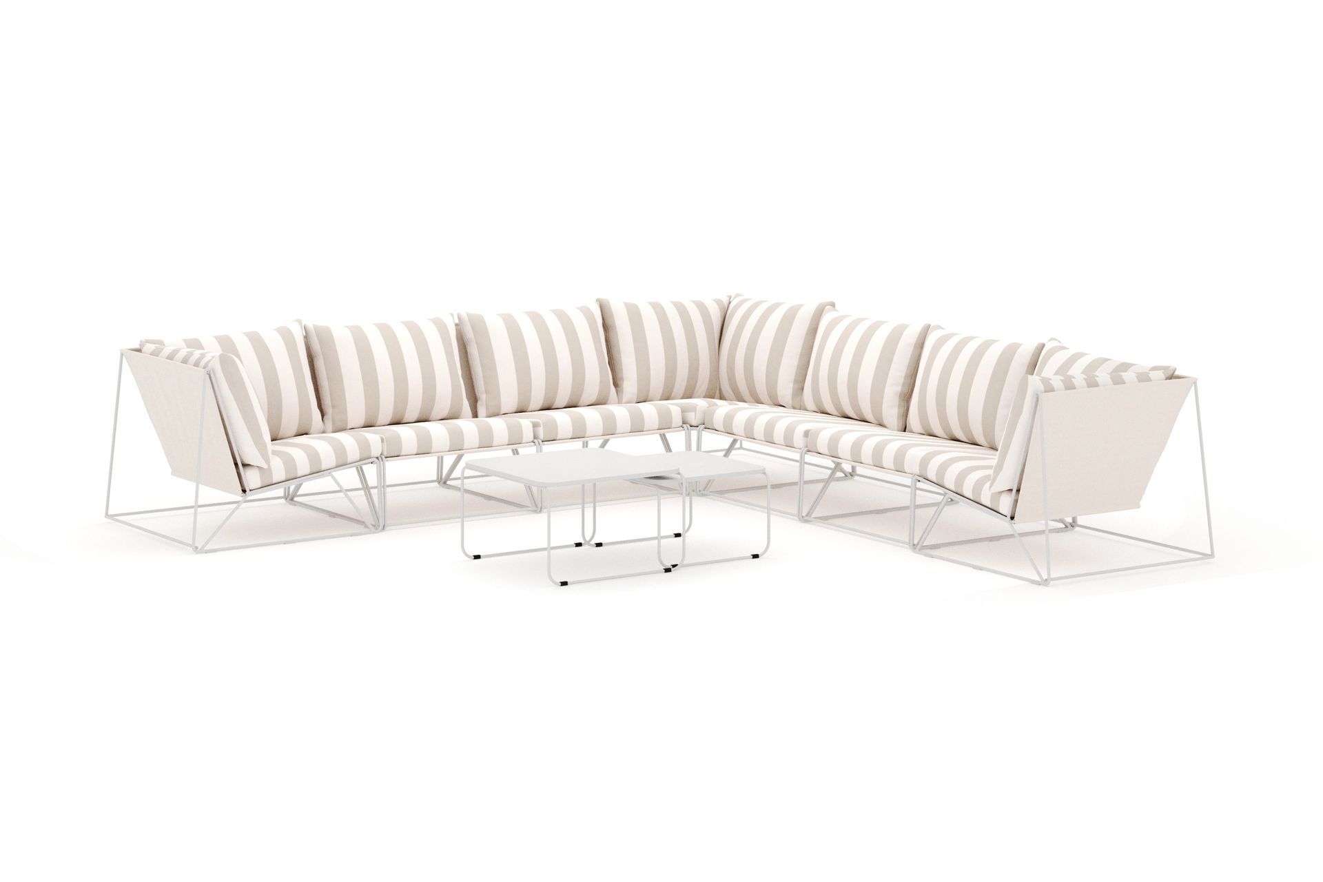 Usteryd utendørs hjørnesofa 7-seter vendbar - Beige/Stripet