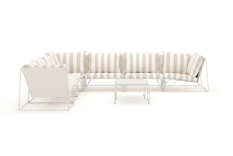 Usteryd utendørs hjørnesofa 7-seter vendbar - Beige/Stripet - Hagemøbler - Loungemøbler - Sofagruppe utendørs