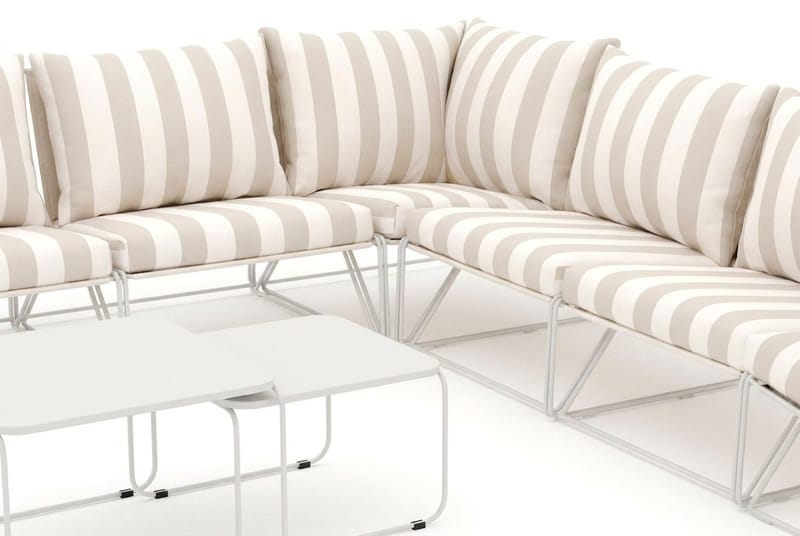 Usteryd utendørs hjørnesofa 7-seter vendbar - Beige/Stripet - Hagemøbler - Loungemøbler - Sofagruppe utendørs