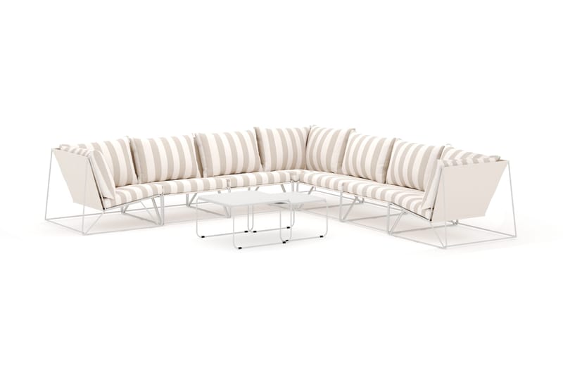Usteryd utendørs hjørnesofa 7-seter vendbar, Beige/Stripet