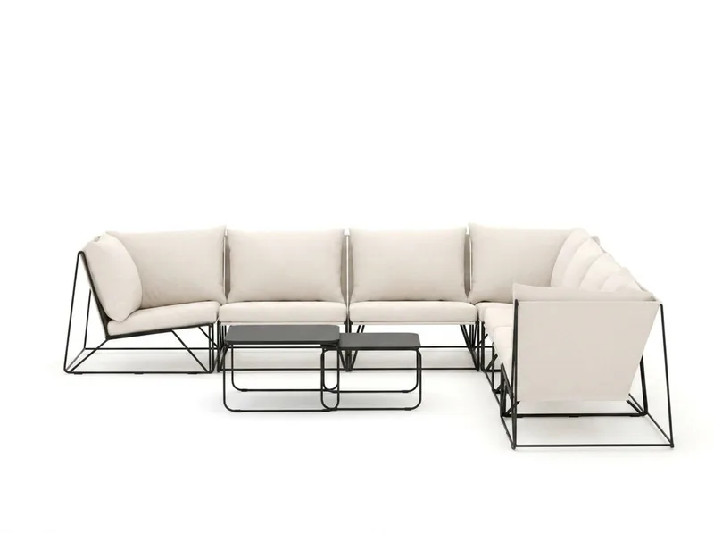 Usteryd utendørs hjørnesofa 7-seter vendbar - Svart/Beige - Hagemøbler - Loungemøbler - Sofagruppe utendørs