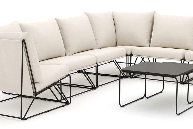 Usteryd utendørs hjørnesofa 7-seter vendbar - Svart/Beige - Hagemøbler - Loungemøbler - Sofagruppe utendørs