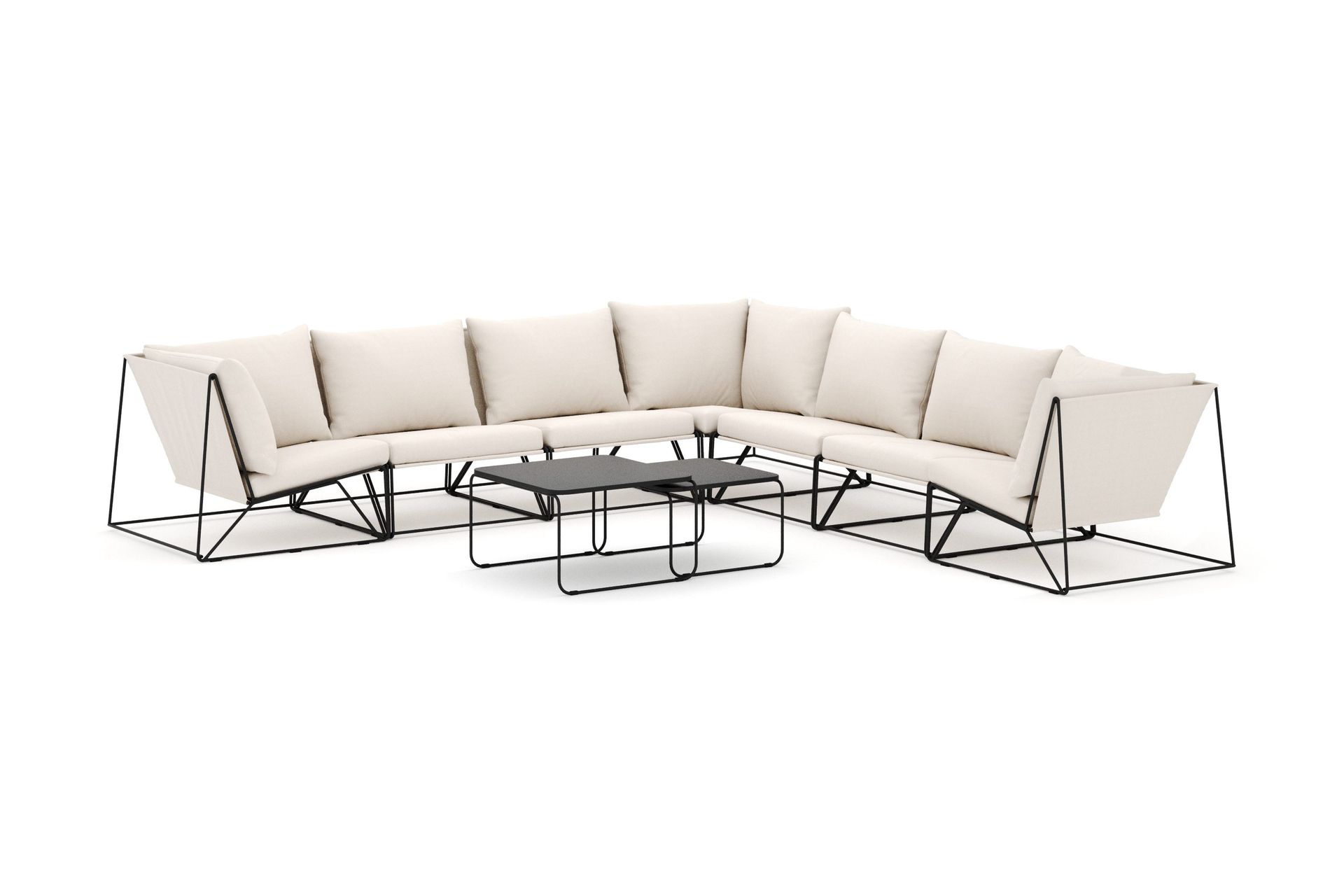 Usteryd utendørs hjørnesofa 7-seter vendbar - Svart/Beige