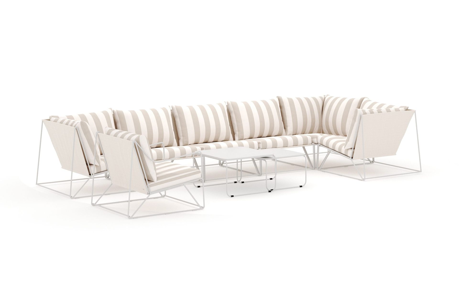 Usteryd utendørs hjørnesofa 7-seters vendbar med lenestol - Beige/Stripete