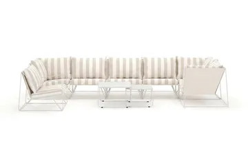 Usteryd utendørs hjørnesofa 7-seters vendbar med lenestol - Beige/Stripete - Hagemøbler - Loungemøbler - Sofagruppe utendørs