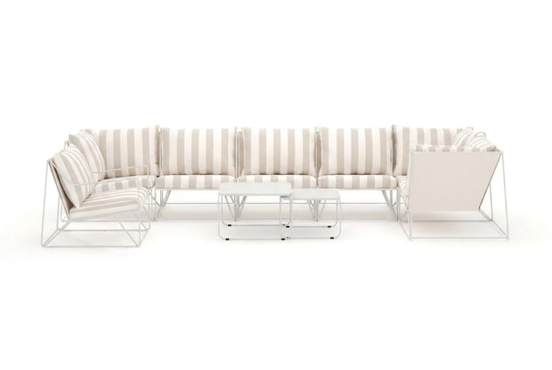 Usteryd utendørs hjørnesofa 7-seters vendbar med lenestol - Beige/Stripete - Hagemøbler - Loungemøbler - Sofagruppe utendørs