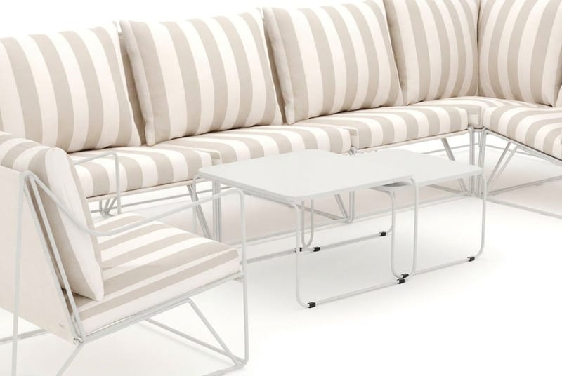 Usteryd utendørs hjørnesofa 7-seters vendbar med lenestol - Beige/Stripete - Hagemøbler - Loungemøbler - Sofagruppe utendørs