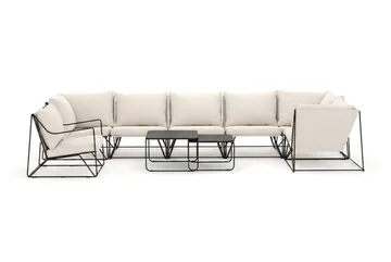 Usteryd utendørs hjørnesofa 7-seters vendbar med lenestol - Svart/Beige - Hagemøbler - Loungemøbler - Sofagruppe utendørs