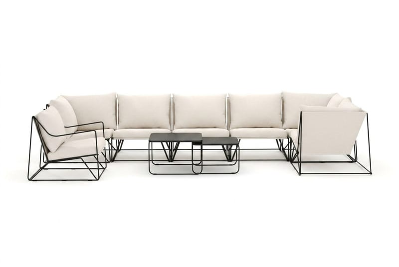 Usteryd utendørs hjørnesofa 7-seters vendbar med lenestol - Svart/Beige - Hagemøbler - Loungemøbler - Sofagruppe utendørs