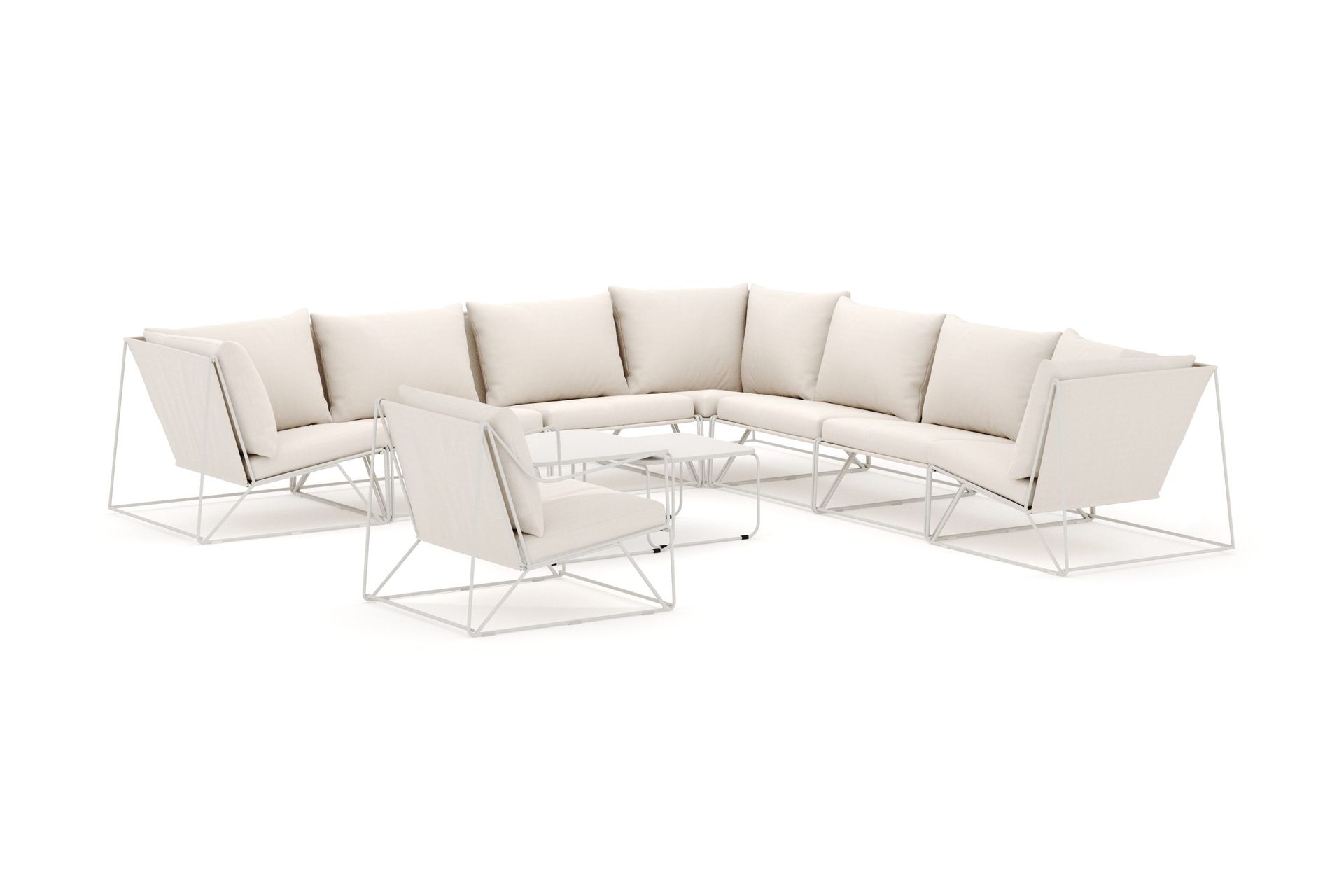 Usteryd utendørs hjørnesofa 8-seter vendbar med lenestol - Beige/Beige