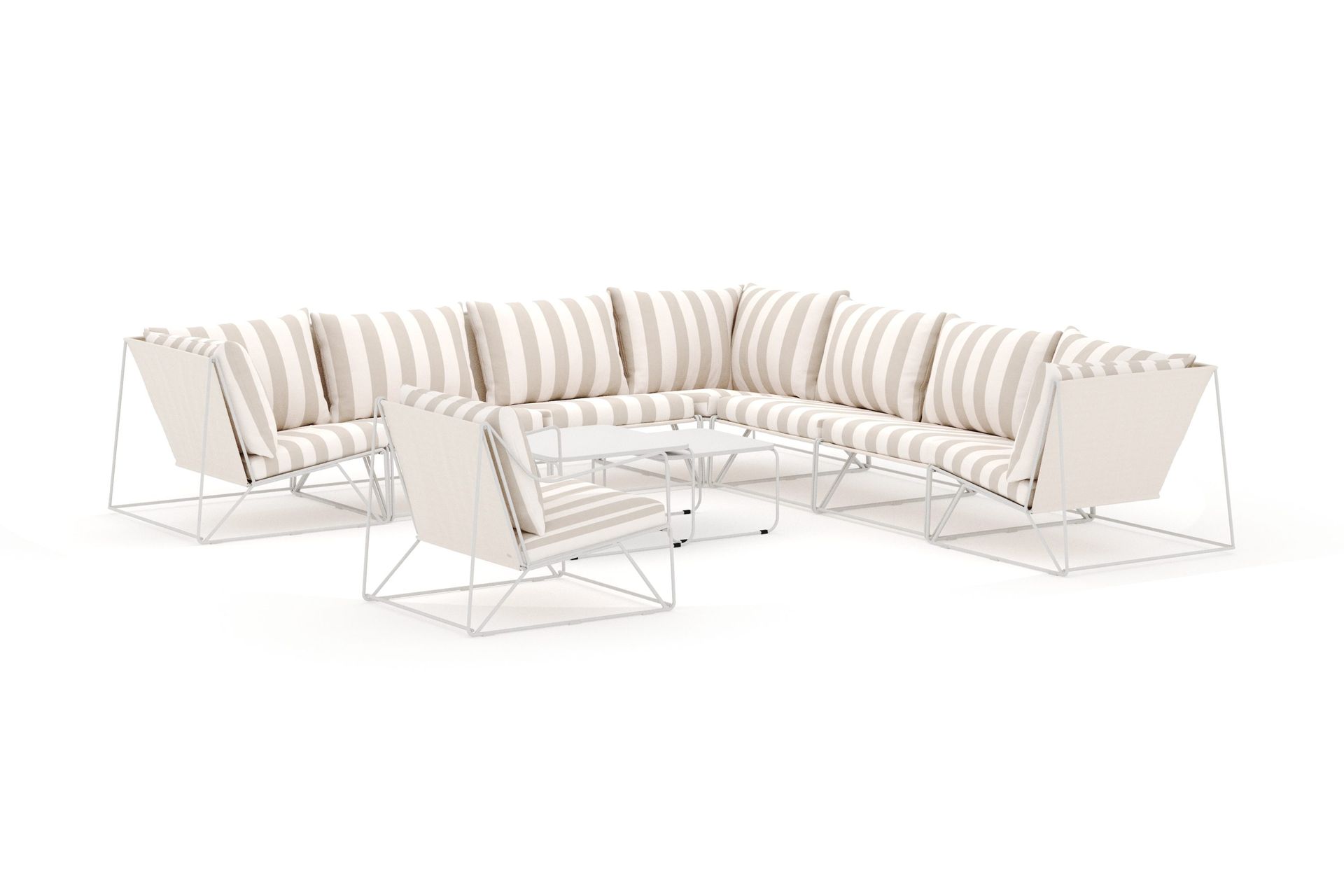 Usteryd utendørs hjørnesofa 8-seter vendbar med lenestol - Beige/Stripet