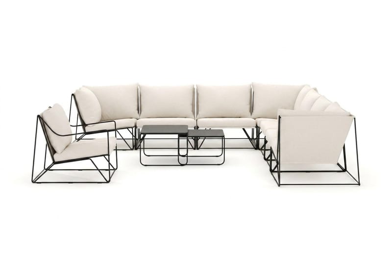 Usteryd utendørs hjørnesofa 8-seter vendbar med lenestol - Svart/Beige - Hagemøbler - Loungemøbler - Sofagruppe utendørs