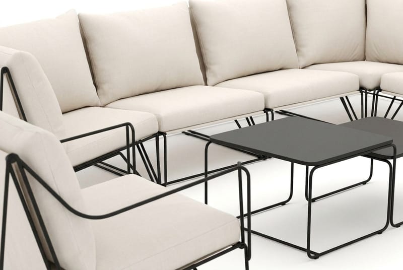 Usteryd utendørs hjørnesofa 8-seter vendbar med lenestol - Svart/Beige - Hagemøbler - Loungemøbler - Sofagruppe utendørs