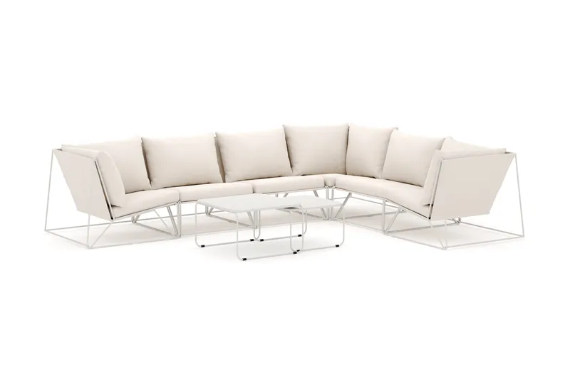 Usteryd utendørs L-sofa 6-seters vendbar, Beige/Beige