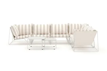 Usteryd utendørs L-sofa 6-seters vendbar - Beige/Striped - Hagemøbler - Loungemøbler - Sofagruppe utendørs