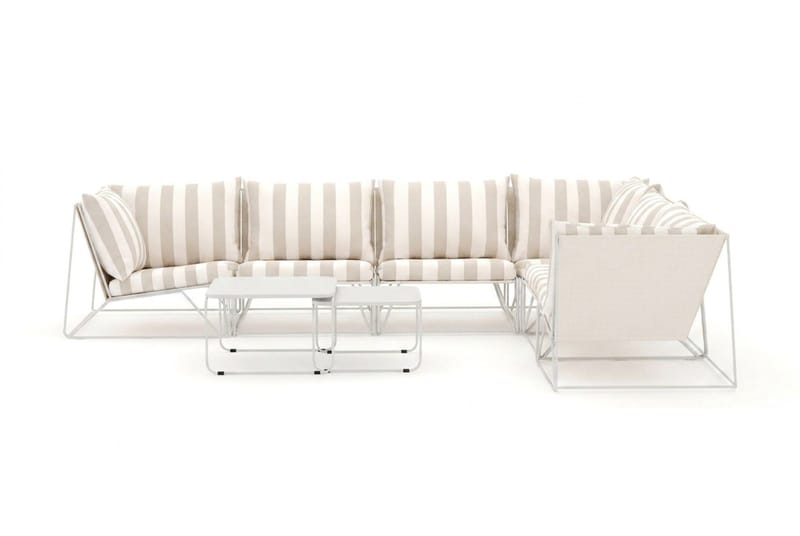 Usteryd utendørs L-sofa 6-seters vendbar - Beige/Striped - Hagemøbler - Loungemøbler - Sofagruppe utendørs