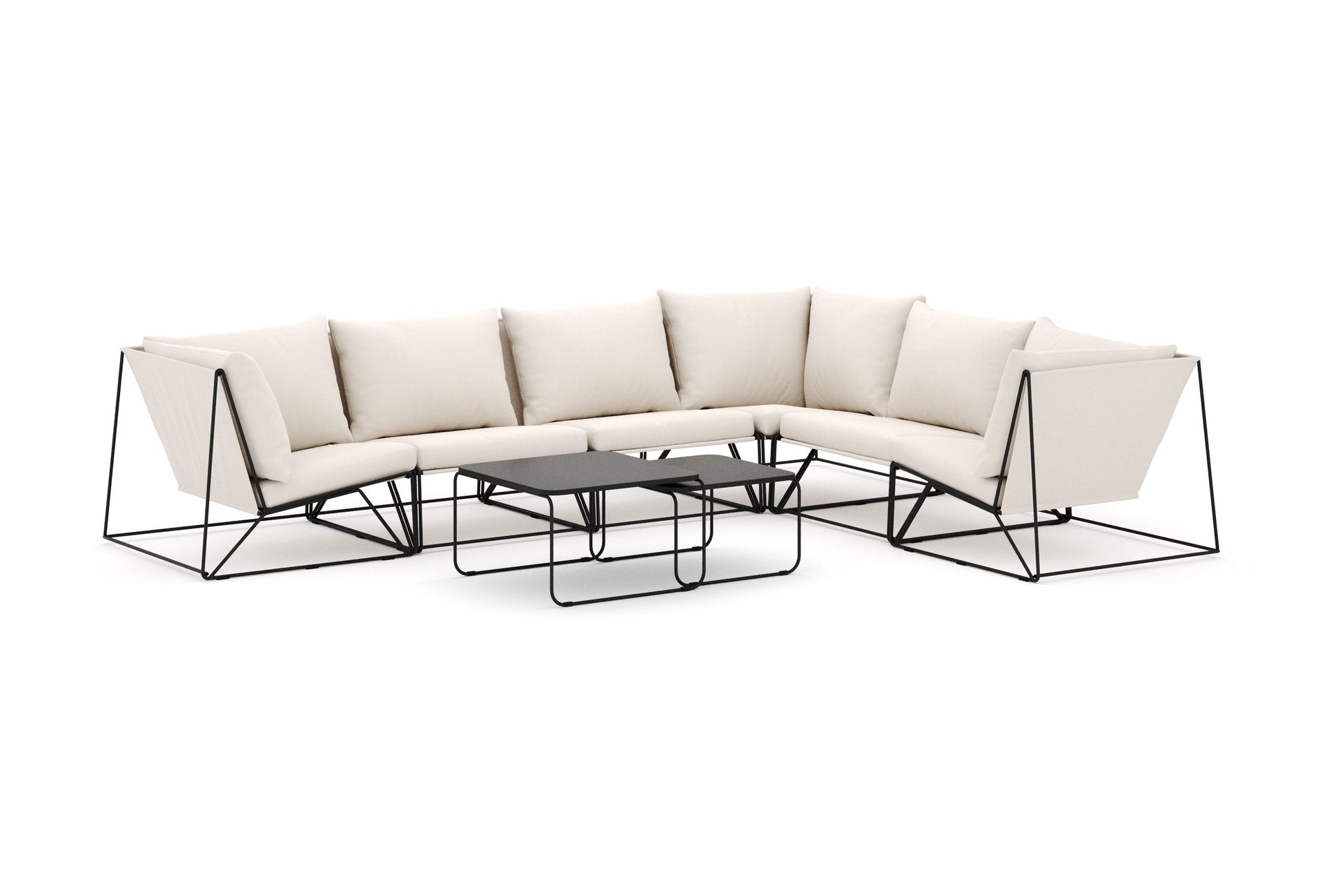 Usteryd utendørs L-sofa 6-seters vendbar - Svart/Beige