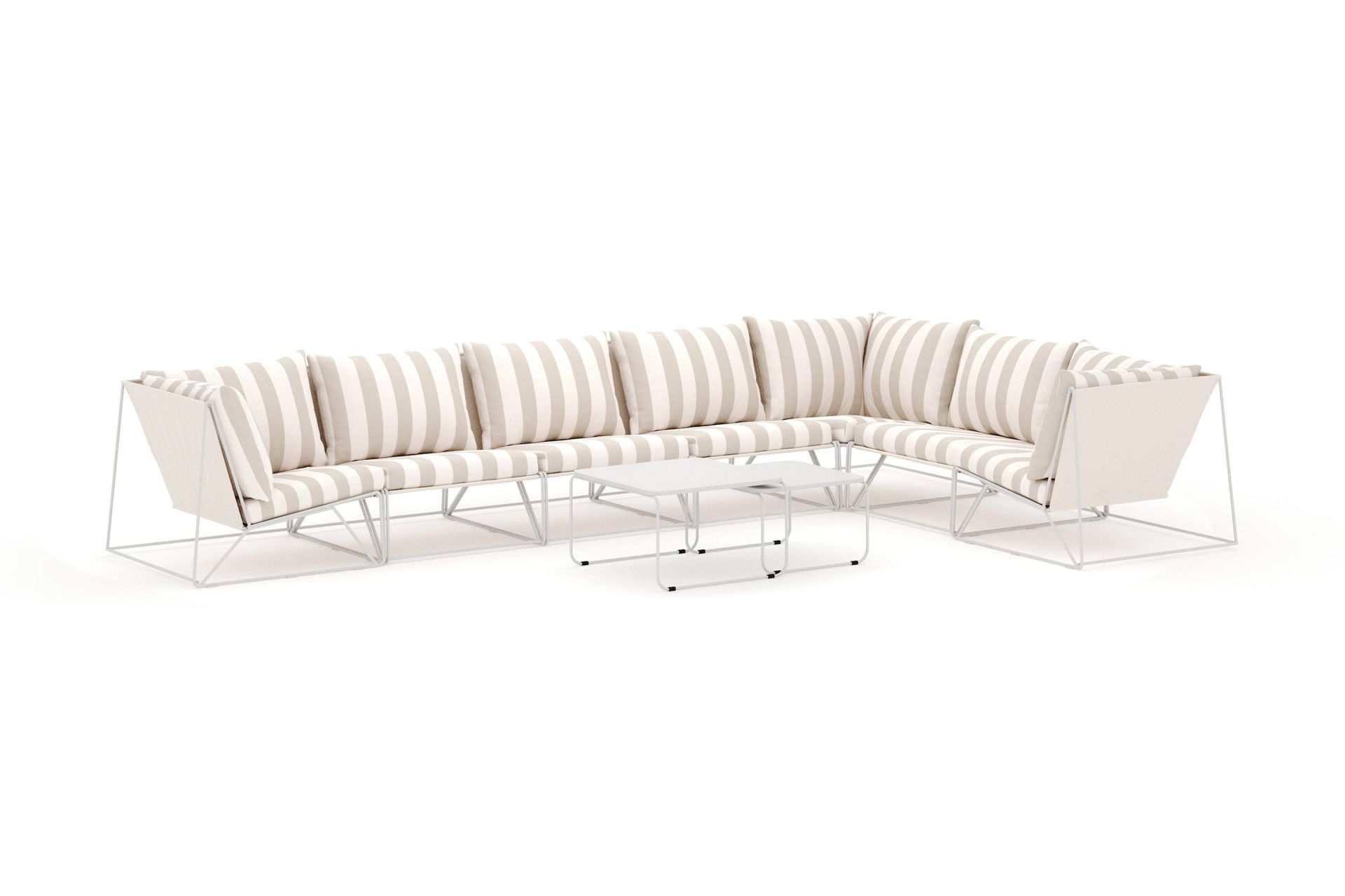 Usteryd utendørs L-sofa 7-seter vendbar - Beige/Stripet