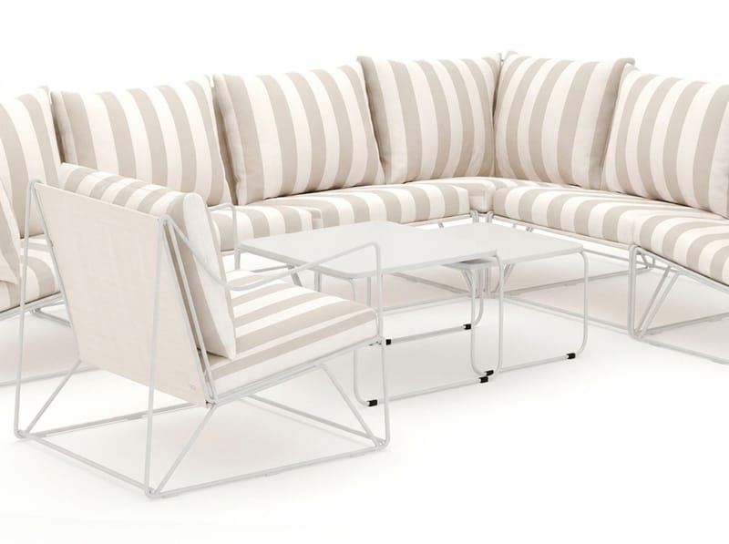Usteryd utendørs L-sofa 7-seter vendbar med lenestol - Beige/Stripet - Hagemøbler - Loungemøbler - Lounge sofa