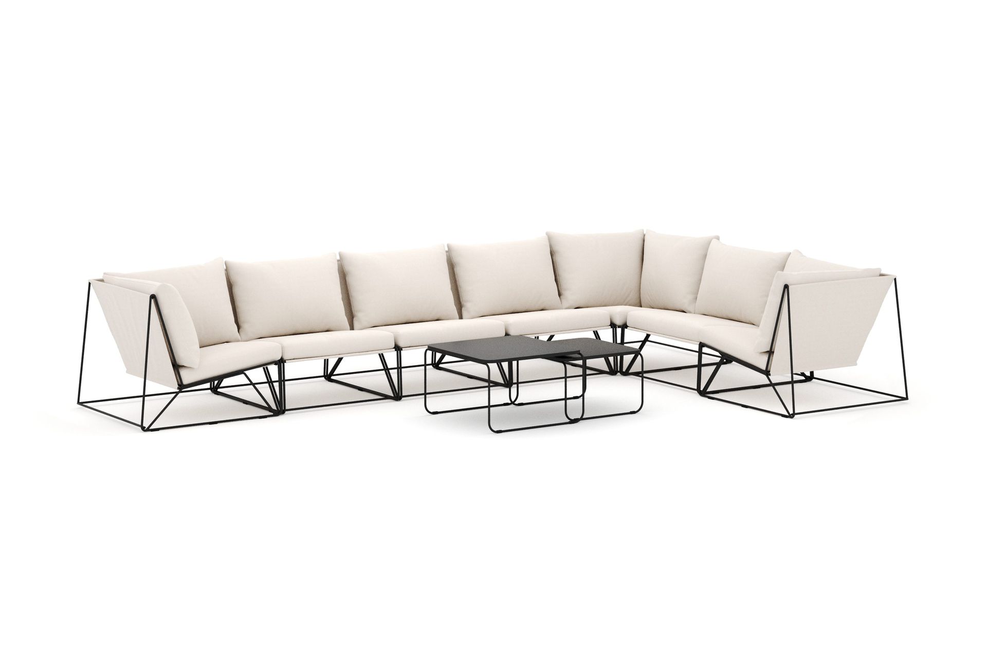 Usteryd utendørs L-sofa 7-seter vendbar - Svart/Beige