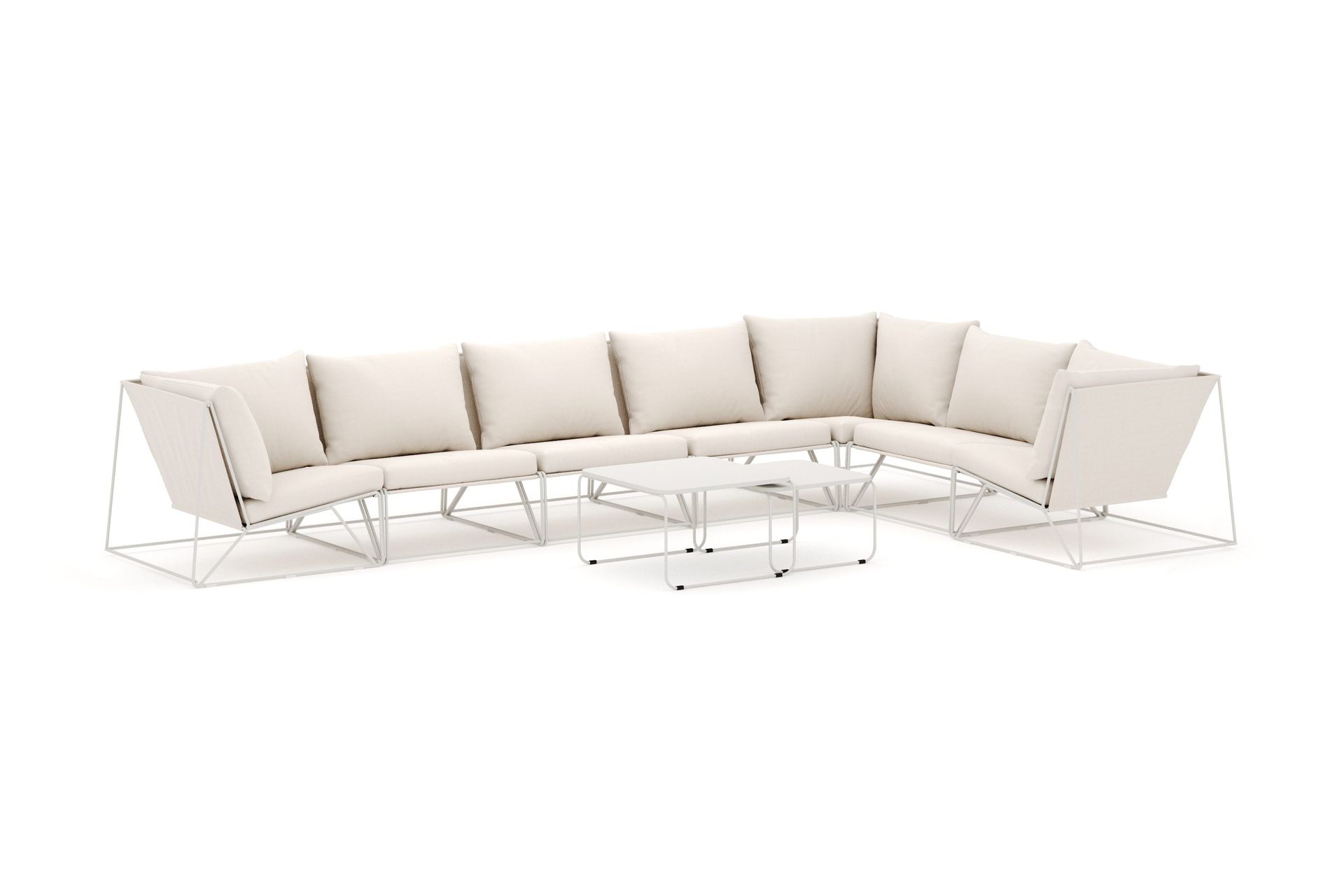 Usteryd utendørs L-sofa 7-seters vendbar - Beige/Beige