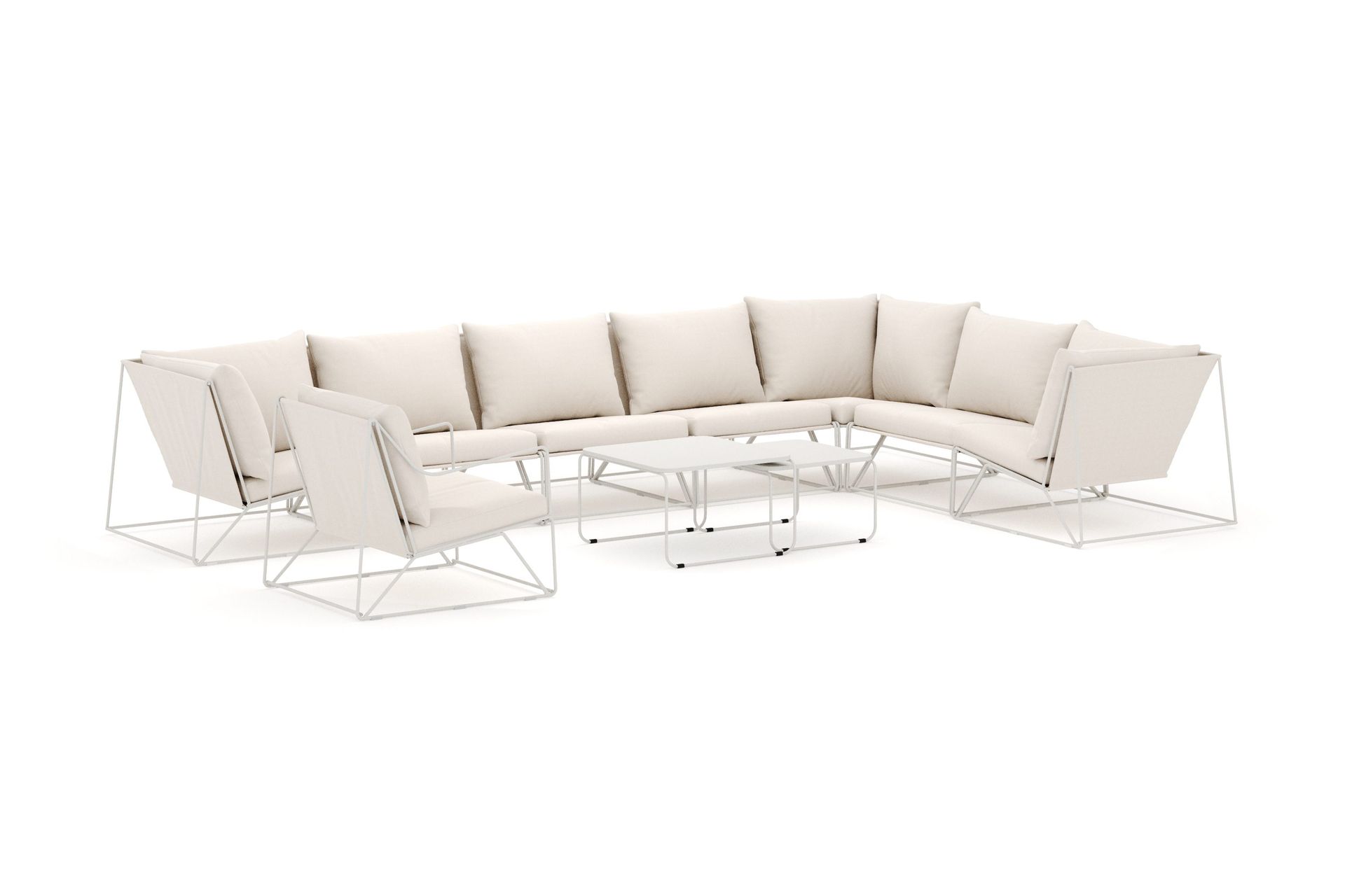 Usteryd utendørs L-sofa 8-seter vendbar med lenestol - Beige/Beige