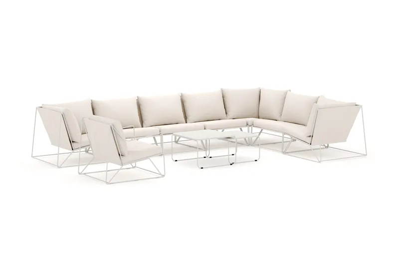 Usteryd utendørs L-sofa 8-seter vendbar med lenestol, Beige/Beige