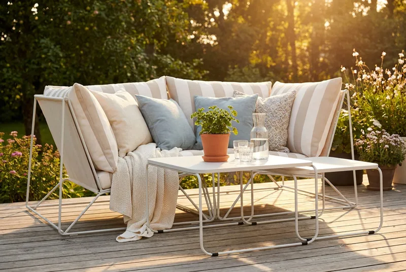 Usteryd utendørs rett 2-seters sofa - Beige/Stripete - Hage - Utemiljø - Veranda & terrasse - Verandamøbler
