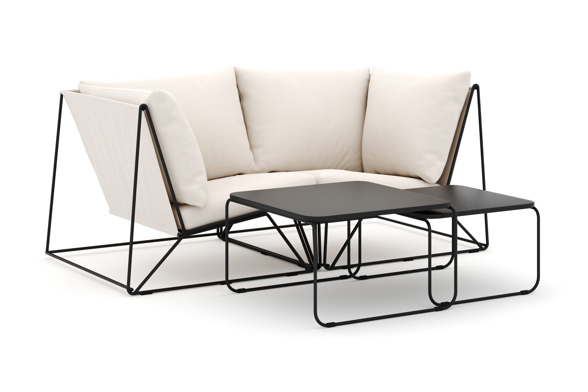 Usteryd utendørs rett 2-seters sofa - Svart/Beige