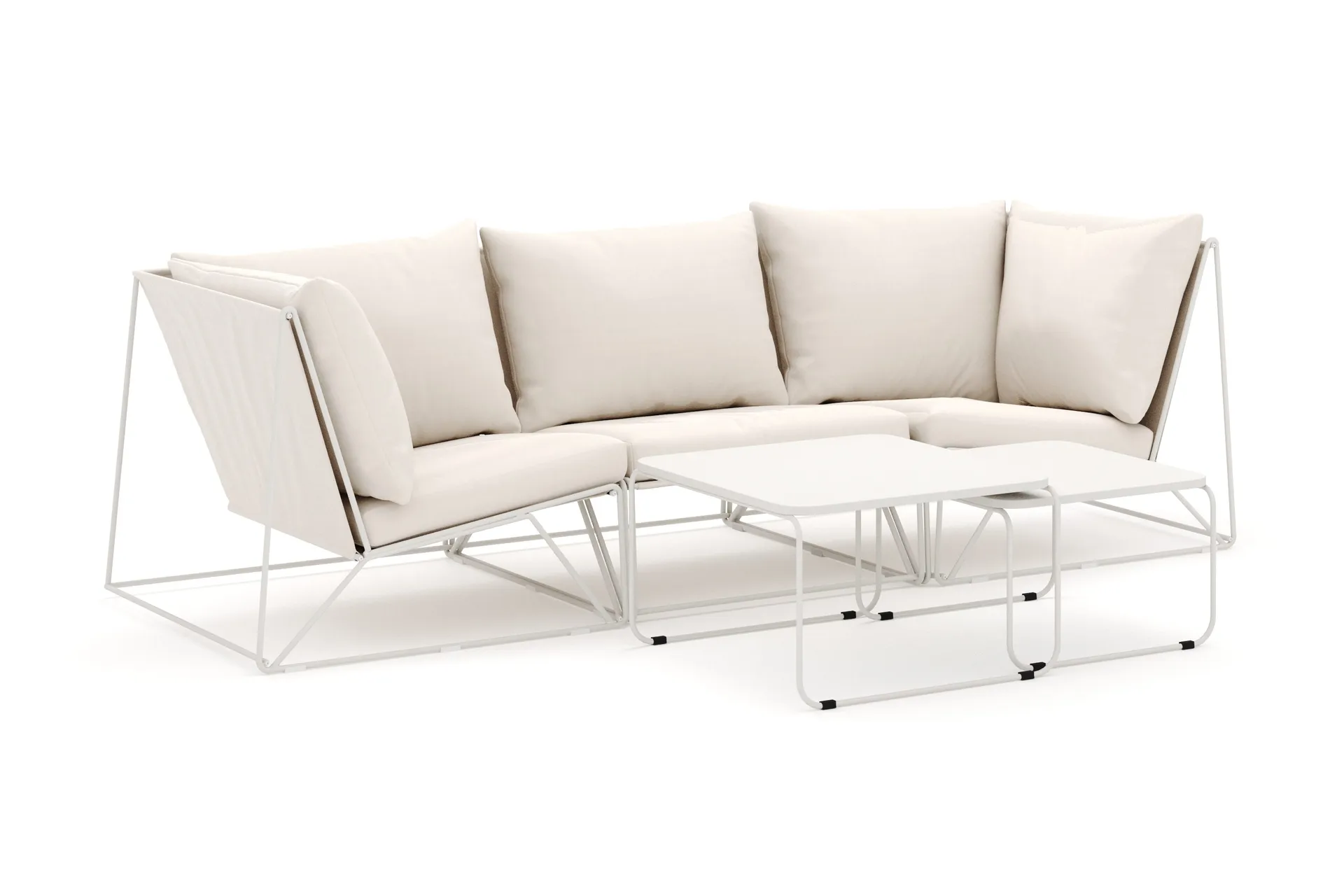 Usteryd utendørs rett 3-seters sofa - Beige/Beige