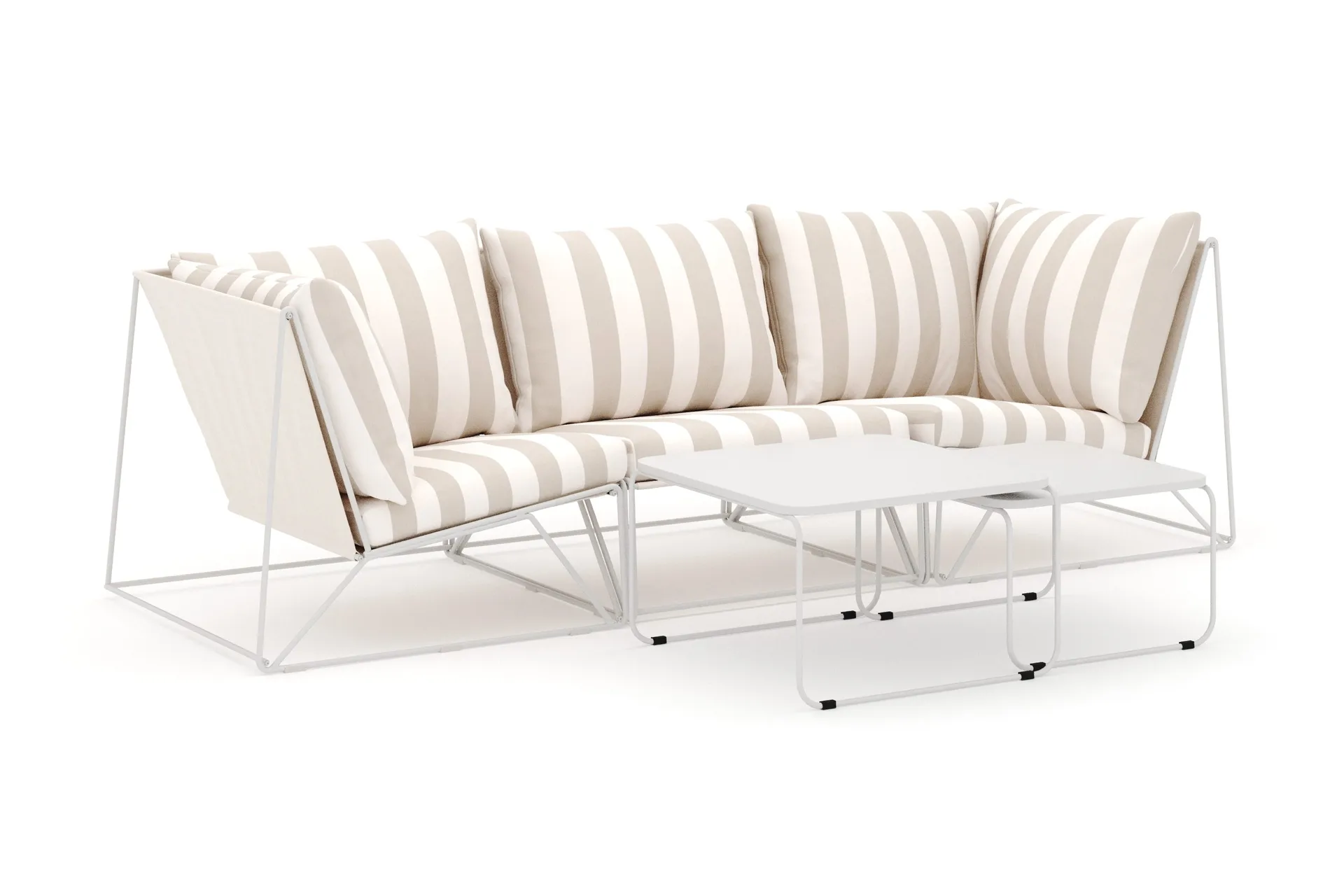 Usteryd utendørs rett 3-seters sofa - Beige/Stripet