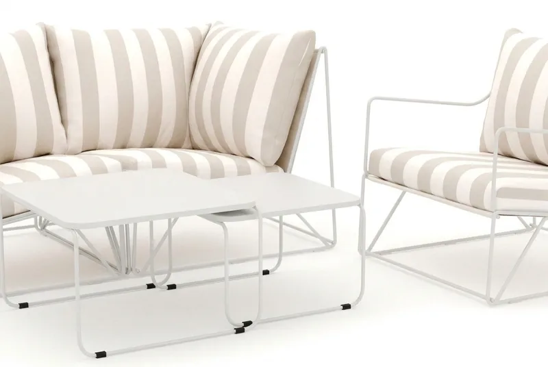 Usteryd utendørs rett 3-seters sofa med lenestol - Beige/Stripet - Hagemøbler - Loungemøbler - Sofagruppe utendørs