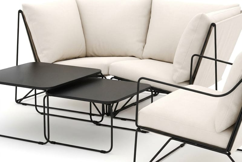 Usteryd utendørs rett 3-seters sofa med lenestol - Svart/Beige - Hagemøbler - Loungemøbler - Sofagruppe utendørs