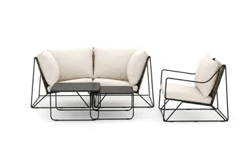 Usteryd utendørs rett 3-seters sofa med lenestol - Svart/Beige - Hagemøbler - Loungemøbler - Sofagruppe utendørs