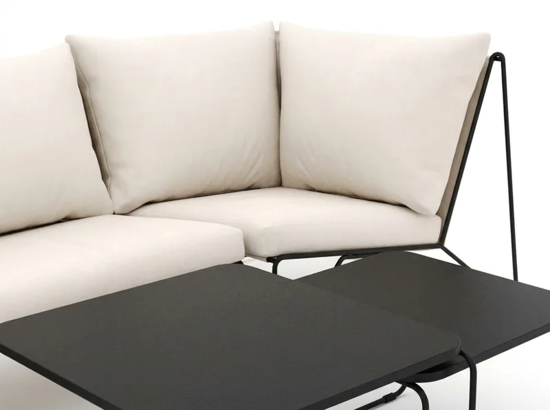 Usteryd utendørs rett 3-seters sofa - Svart/Beige - Hagemøbler - Loungemøbler - Sofagruppe utendørs