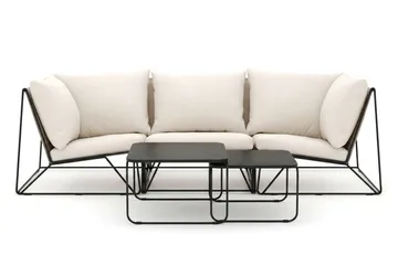 Usteryd utendørs rett 3-seters sofa - Svart/Beige - Hagemøbler - Loungemøbler - Sofagruppe utendørs