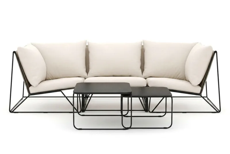 Usteryd utendørs rett 3-seters sofa - Svart/Beige - Hagemøbler - Loungemøbler - Sofagruppe utendørs