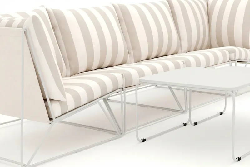 Usteryd utendørs rett 4-seters sofa - Beige/Stripet - Hagemøbler - Loungemøbler - Lounge sofa