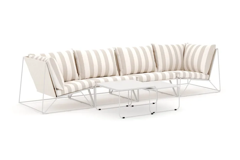 Usteryd utendørs rett 4-seters sofa - Beige/Stripet - Hagemøbler - Loungemøbler - Lounge sofa