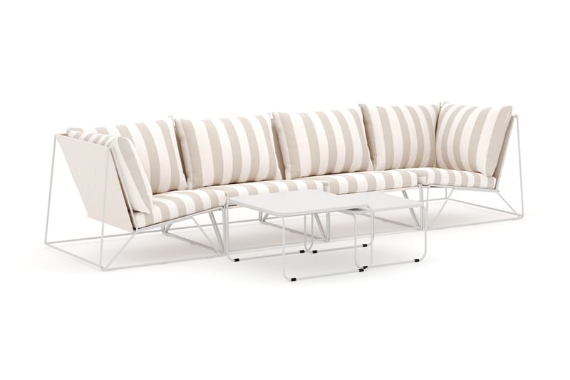 Usteryd utendørs rett 4-seters sofa - Beige/Stripet - Hagemøbler - Loungemøbler - Lounge sofa