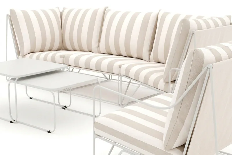 Usteryd utendørs rett 4-seters sofa med lenestol - Beige/Stripet - Hagemøbler - Loungemøbler - Sofagruppe utendørs
