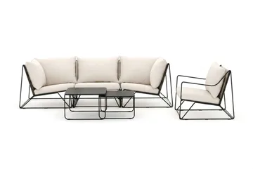 Usteryd utendørs rett 4-seters sofa med lenestol - Svart/Beige - Hagemøbler - Loungemøbler - Sofagruppe utendørs