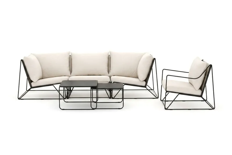 Usteryd utendørs rett 4-seters sofa med lenestol - Svart/Beige - Hagemøbler - Loungemøbler - Sofagruppe utendørs